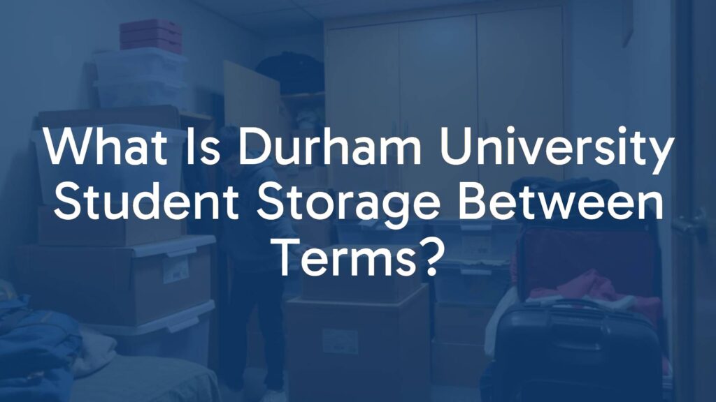 A student packing boxes in a dorm room, with labeled storage bins and suitcases, warm lighting, realistic style.